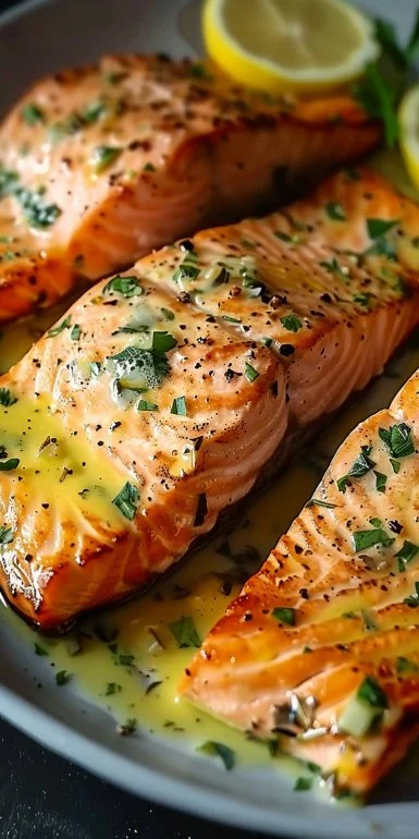 Salmón ajo mantequilla limón