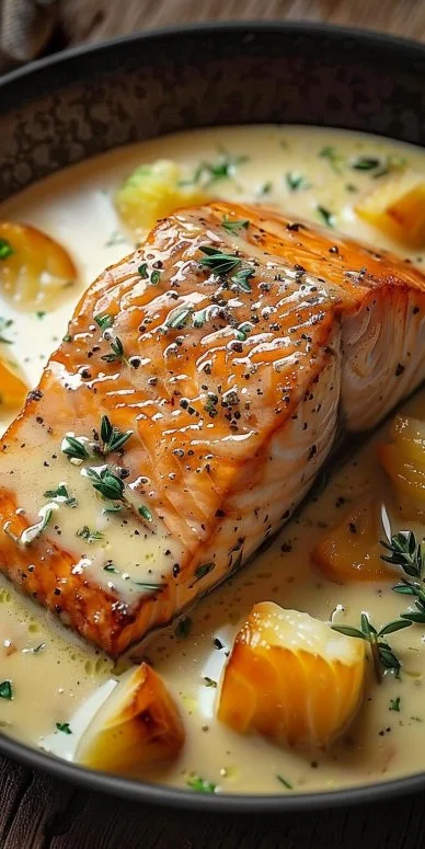 Salmón en salsa cremosa de parmesano