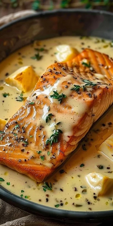 Salmón en salsa cremosa de parmesano