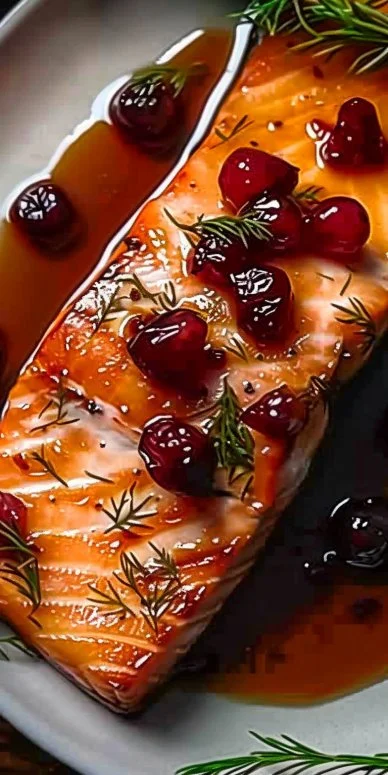 Salmón Glaseado con Jarabe de Arce y Salsa de Arándano