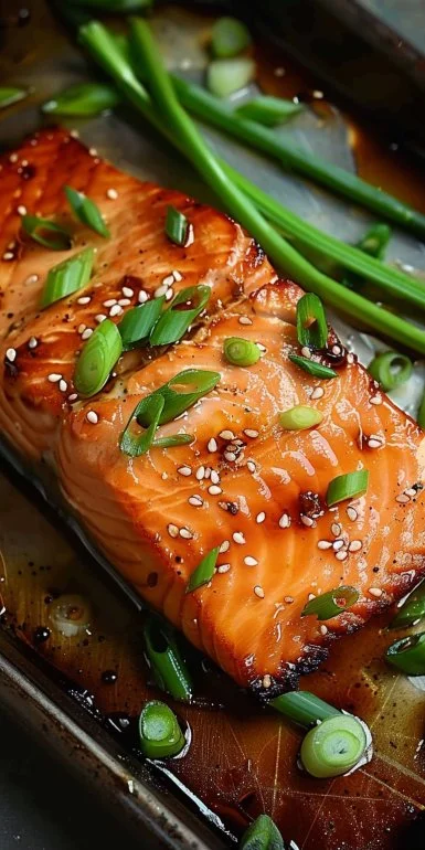 Filete de salmón miso al horno con guarnición saludable