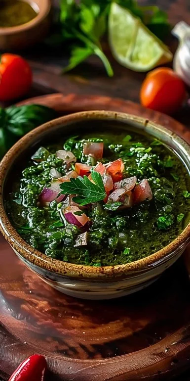 Salsa pesto fresca y vibrante en un tazón listo para usar