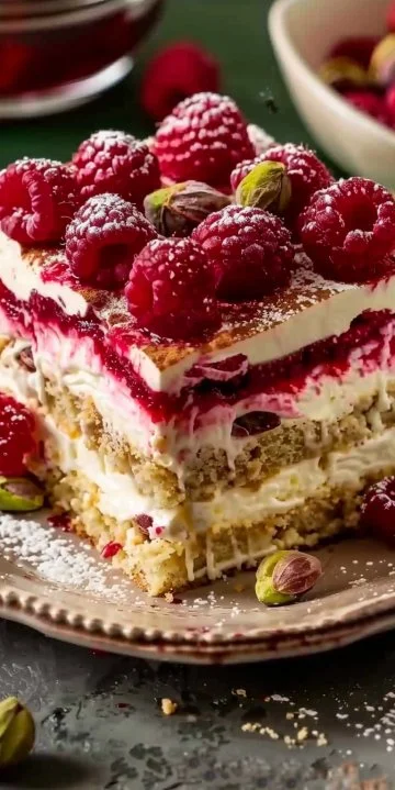 Tiramisu de Frambuesa y Pistacho