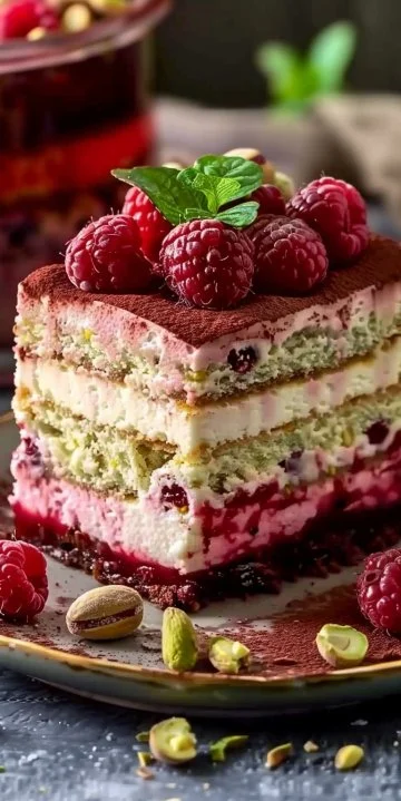 Tiramisu de Frambuesa y Pistacho