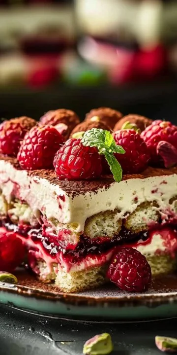 Tiramisu de Frambuesa y Pistacho