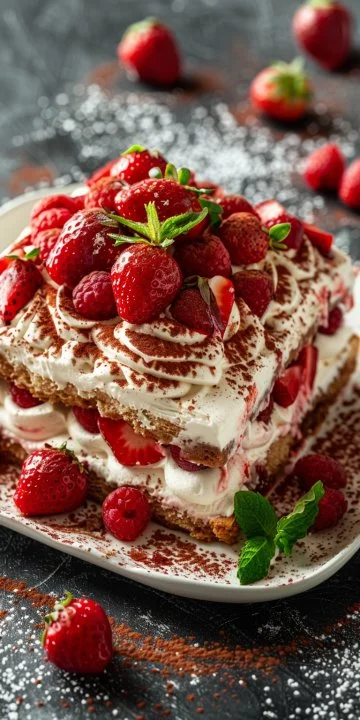 tiramisu de fresas delicioso y cremoso