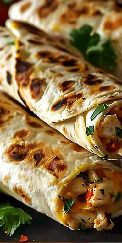 Wraps de pollo al ajo y queso fáciles y rápidos para disfrutar en cualquier ocasión.