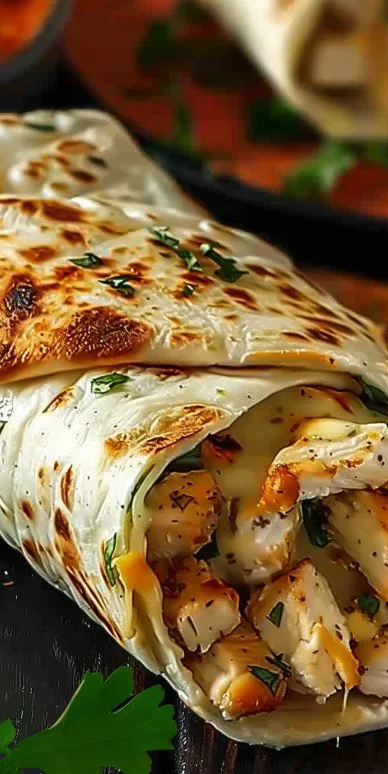 Wraps de pollo al ajo y queso fácil