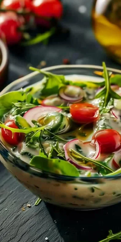 Aderezo ligero para ensaladas con ingredientes frescos y saludables