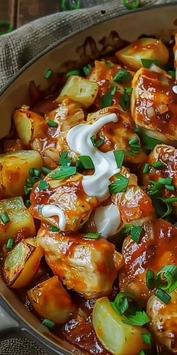 Cacerola de Pollo con Patatas y Salsa Buffalo