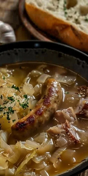¿Cómo preparar una deliciosa Placa de salchichas y chou a la sopa de cebolla?