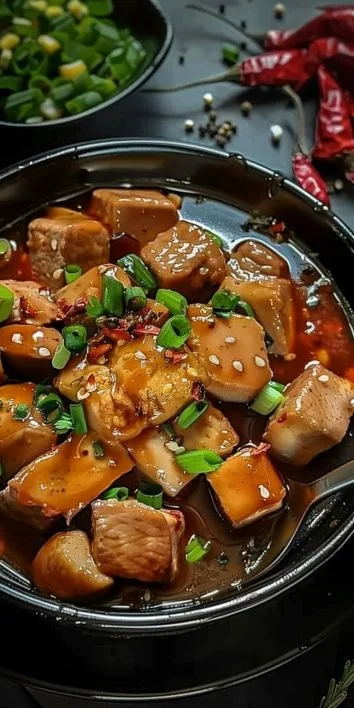 Fondue Picante servido en un plato con ingredientes frescos y picantes.