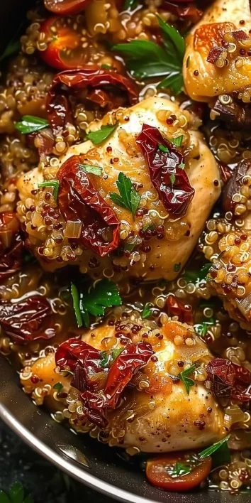 One Pot de Pollo y Quinoa con Tomates Secos