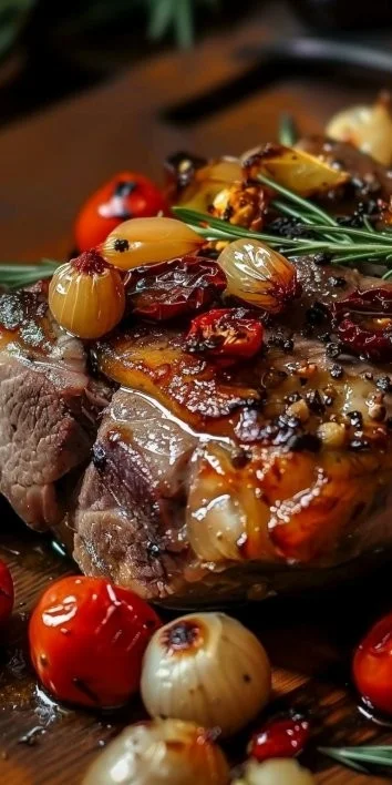 Pierna de Cordero con Verduras y Tomates Confitados