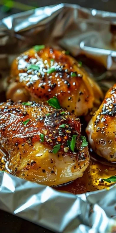 Pollo en papillote con miel