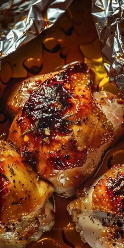 Pollo en papillote con miel