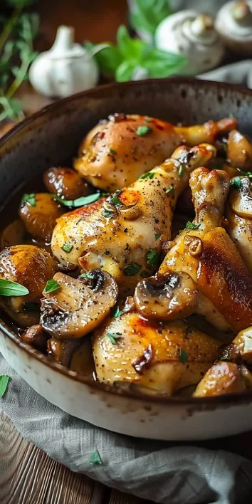 Pollo Mostaza Champiñones