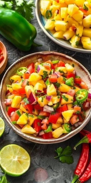 Salsa de piña con jalapeño picante (Receta de guarnición fresca)