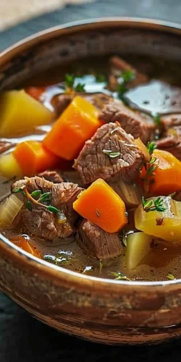 Sopa estilo estofado de res y verduras en la crockpot!