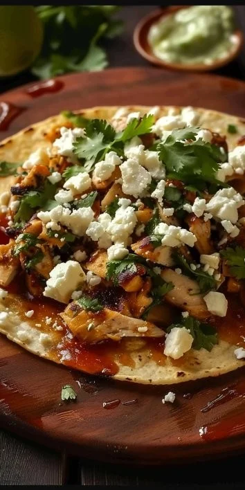 Tostadas de Pollo a la Barbacoa con Queso Feta crujientes y sabrosas